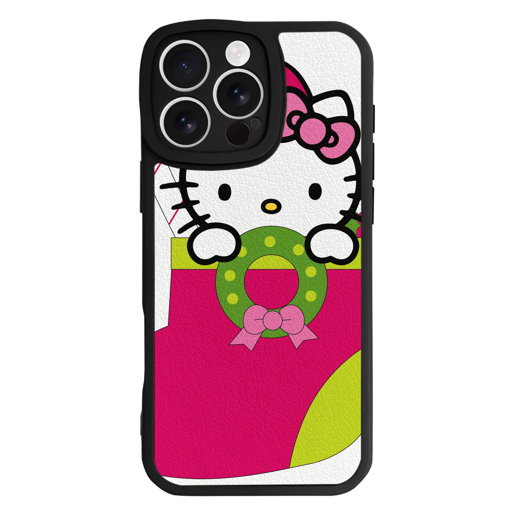 （画像用） Hello Kitty ハローキティ 【iPhone 16シリーズ対応】シリコンスマホケース（レザー調） 材質：シリコン